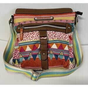 Lily Bloom Crossbody Bag/Purse Tan & Multi-colored Geometric Southwest